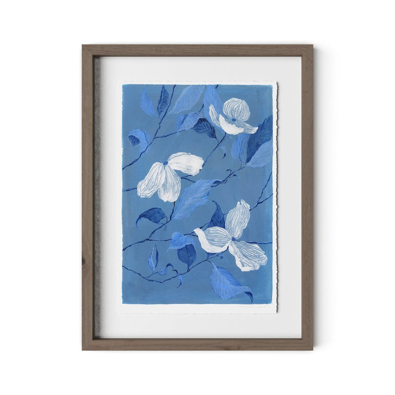 Blue Dogwood by Laurel-Dawn Latshaw - Rustic Walnut