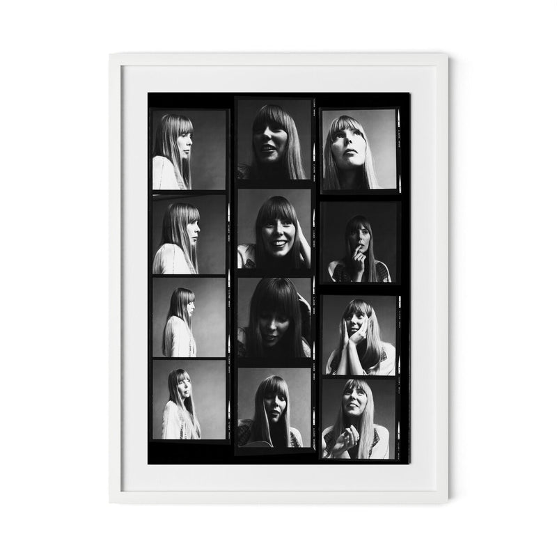 Joni Mitchell Contact Sheet by Getty Images - White Maple