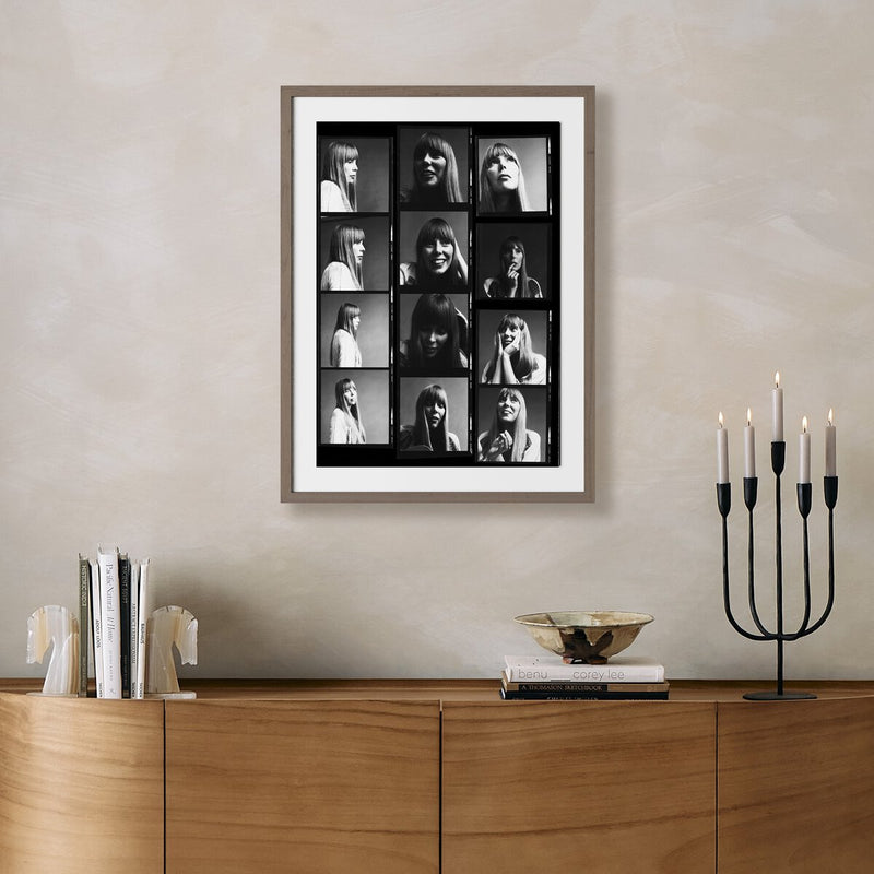 Joni Mitchell Contact Sheet by Getty Images - Rustic Walnut