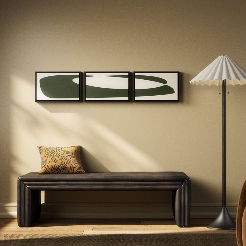 Organic Curves 2 Triptych by FH Art Studio - Black Maple