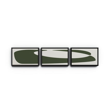 Organic Curves 2 Triptych by FH Art Studio - Black Maple