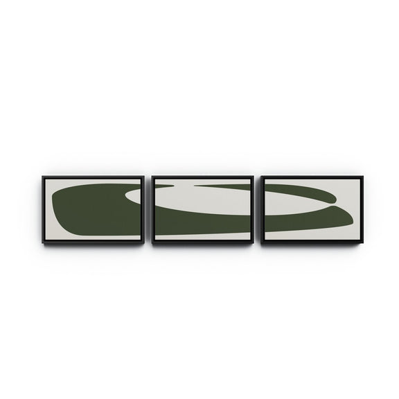 Organic Curves 2 Triptych by FH Art Studio - Black Maple