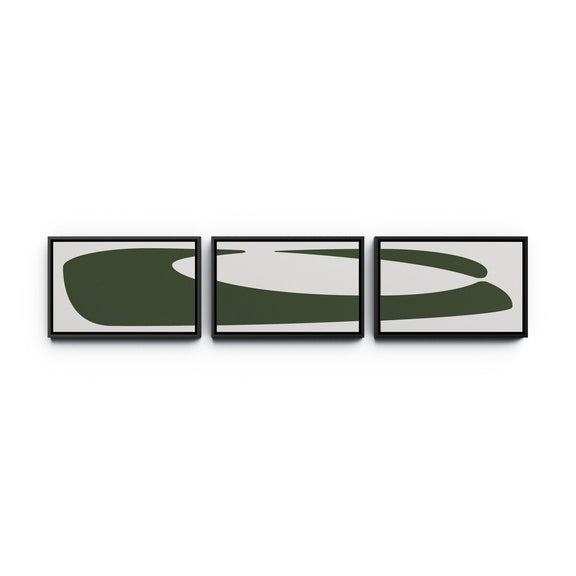 Organic Curves 2 Triptych by FH Art Studio - Black Maple