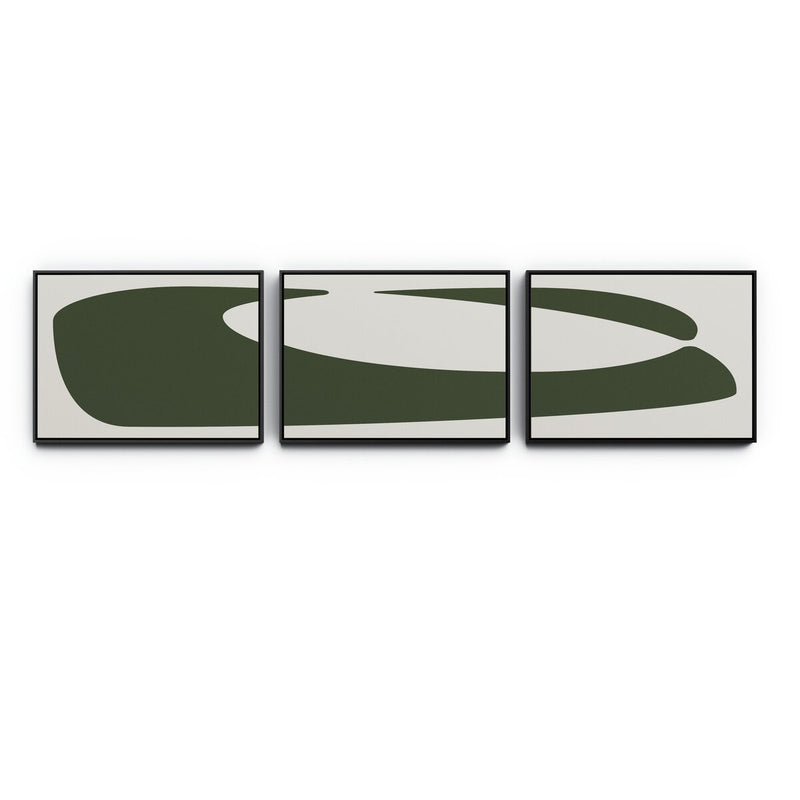 Organic Curves 2 Triptych by FH Art Studio - Black Maple