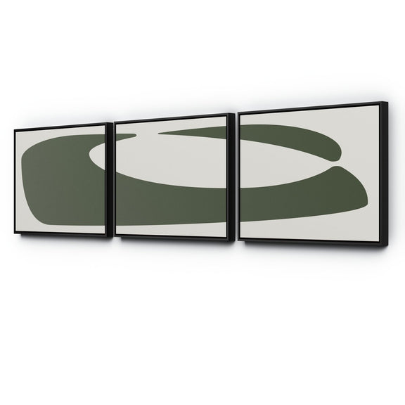 Organic Curves 2 Triptych by FH Art Studio - Black Maple