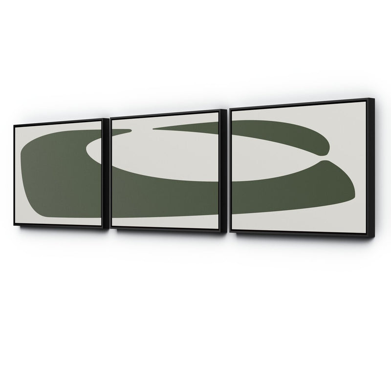 Organic Curves 2 Triptych by FH Art Studio - Black Maple