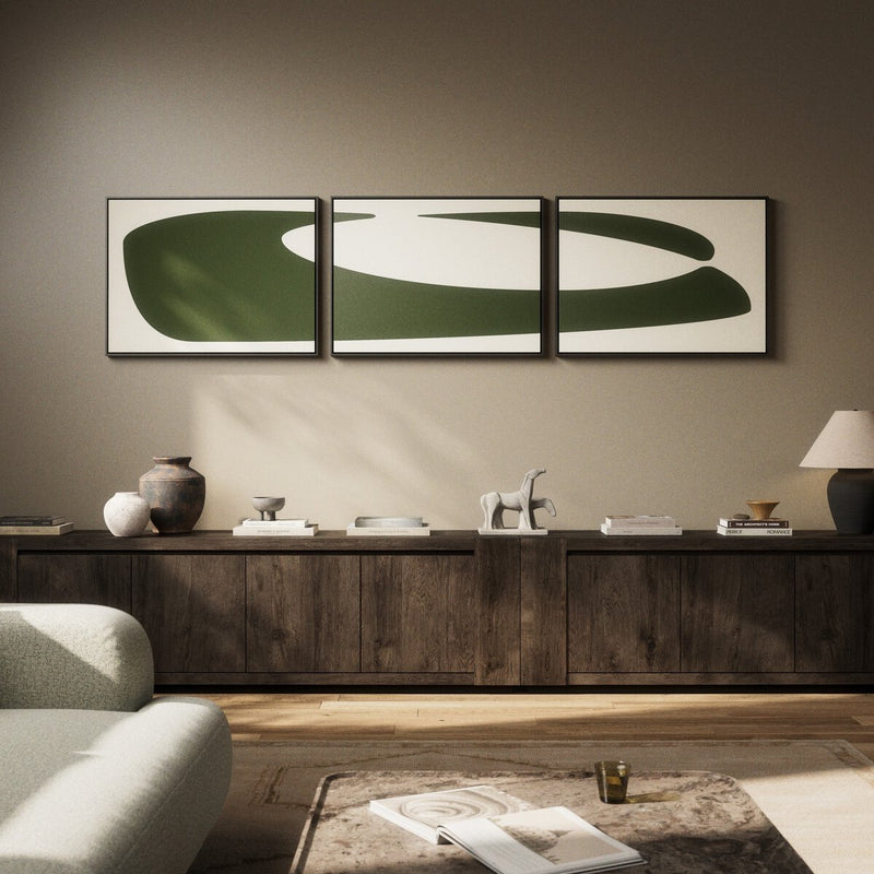 Organic Curves 2 Triptych by FH Art Studio - Black Maple