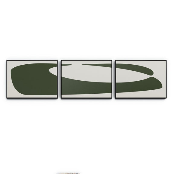 Organic Curves 2 Triptych by FH Art Studio - Black Maple