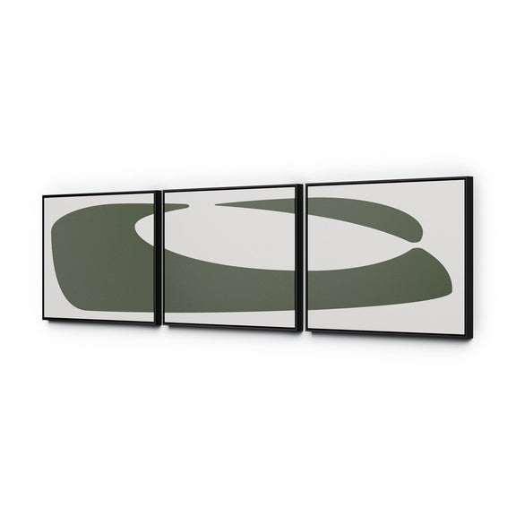 Organic Curves 2 Triptych by FH Art Studio - Black Maple