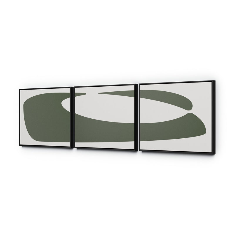 Organic Curves 2 Triptych by FH Art Studio - Black Maple