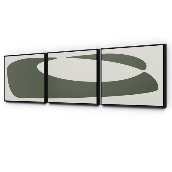 Organic Curves 2 Triptych by FH Art Studio - Black Maple