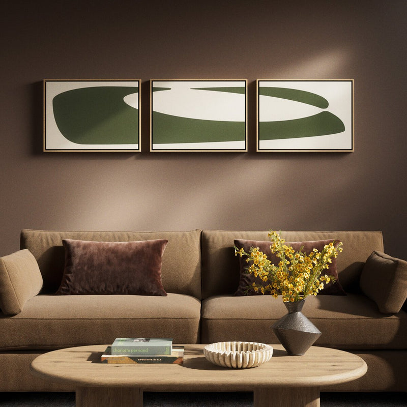 Organic Curves 2 Triptych by FH Art Studio - White Oak