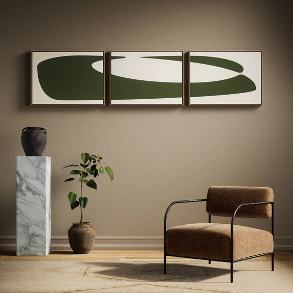 Organic Curves 2 Triptych by FH Art Studio - White Oak