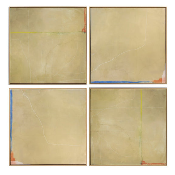 Lines Set Of 4 by Lauren Fuhr - White Oak Floater