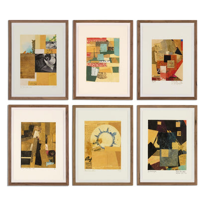 Continental Ephemera Set Of 6 by Kurt Schwitters - Rooftop Rustic Walnut