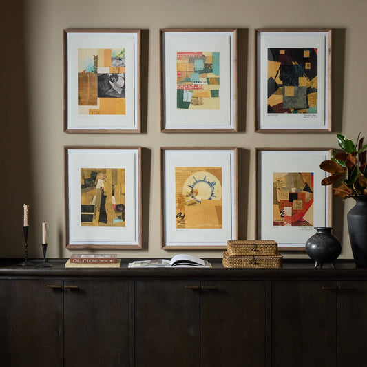 Continental Ephemera Set Of 6 by Kurt Schwitters - Rooftop Rustic Walnut