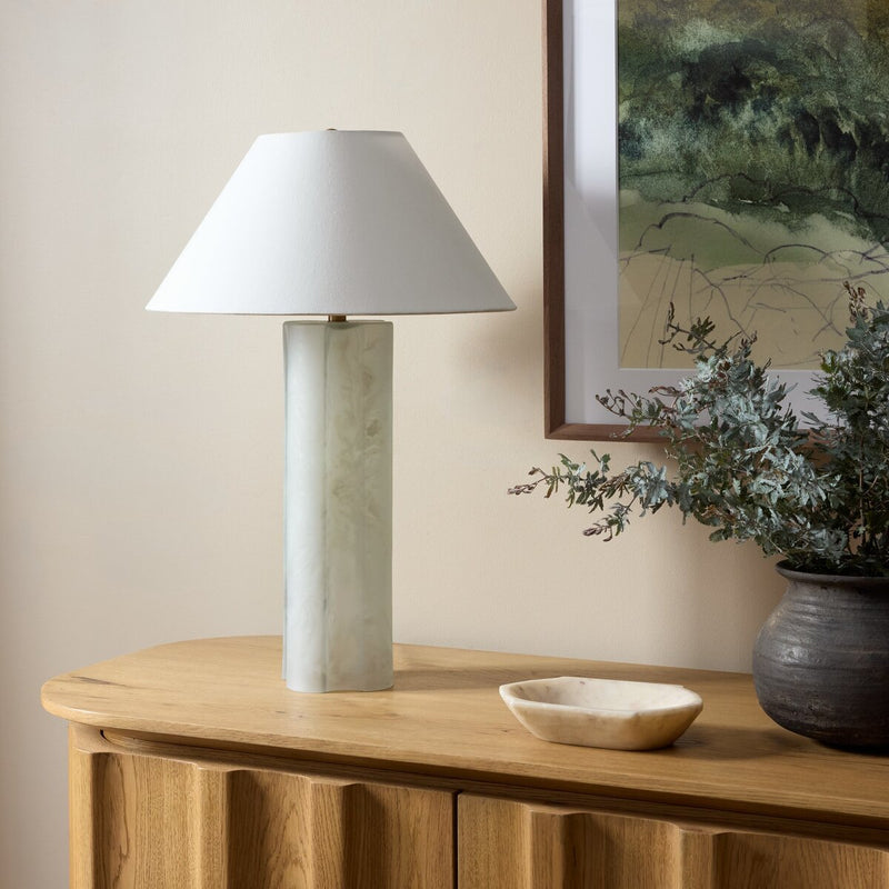 Aline Table Lamp - Marbled White Glass