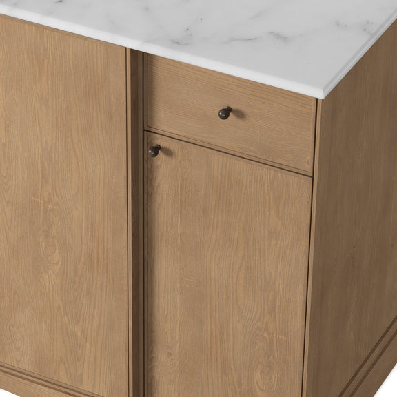Loretta Single Wide Vanity - Satin Drifted Oak Thin Veneer