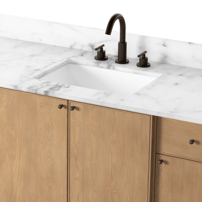 Loretta Single Wide Vanity - Satin Drifted Oak Thin Veneer