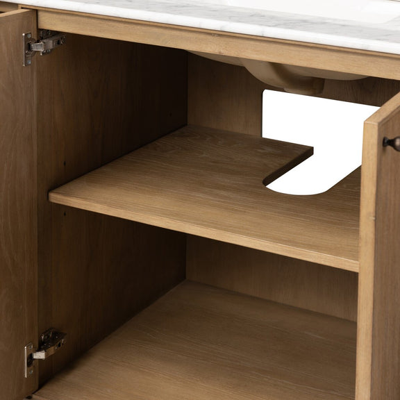 Loretta Single Wide Vanity - Satin Drifted Oak Thin Veneer