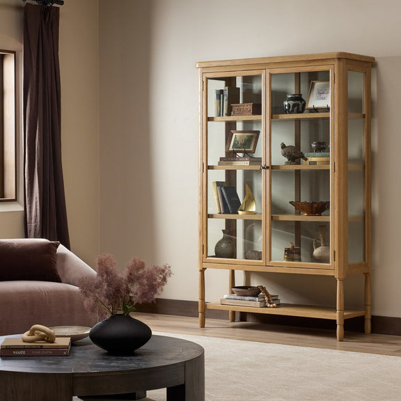Francesca Vitrine Cabinet - Distressed Oak