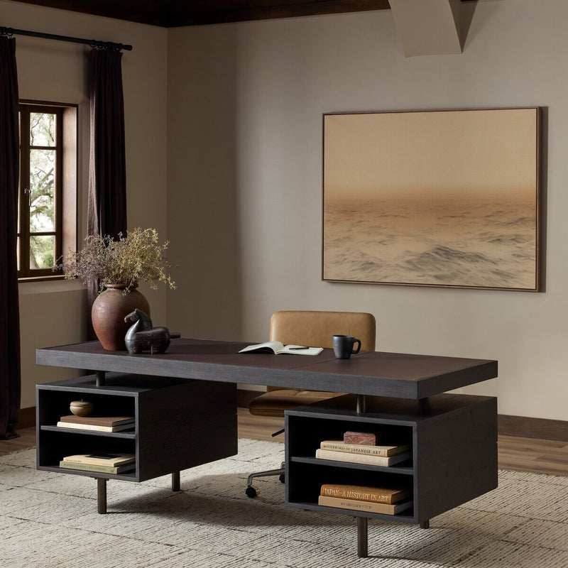 Belfast Desk - Smoked Black Oak Veneer