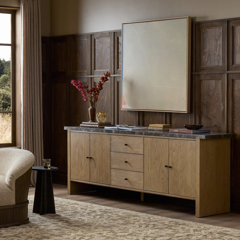Garrison Media Console - Drifted Oak Thin Veneer