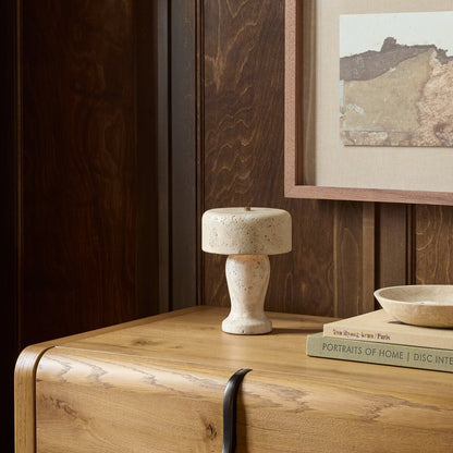 Taos Cordless Table Lamp - Natural Travertine