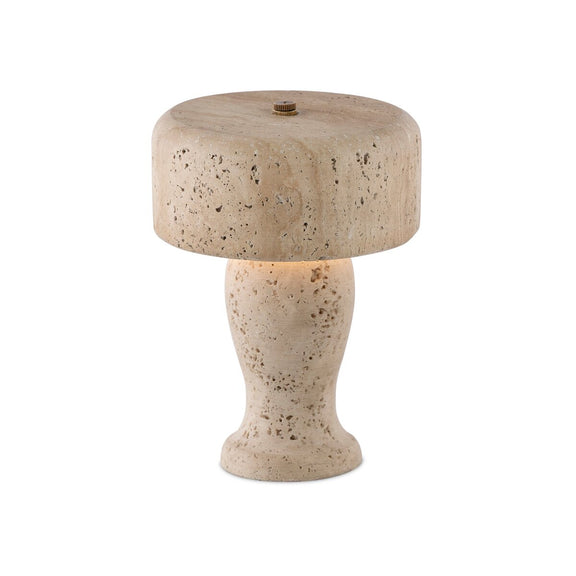 Taos Cordless Table Lamp - Natural Travertine