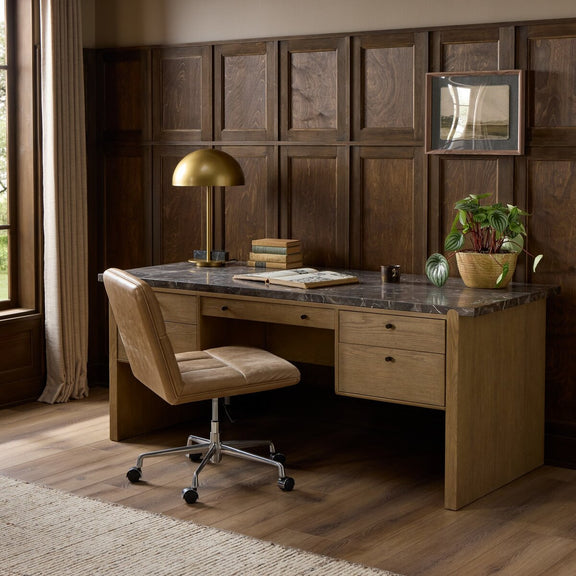 Garrison Desk - Drifted Oak Thin Veneer