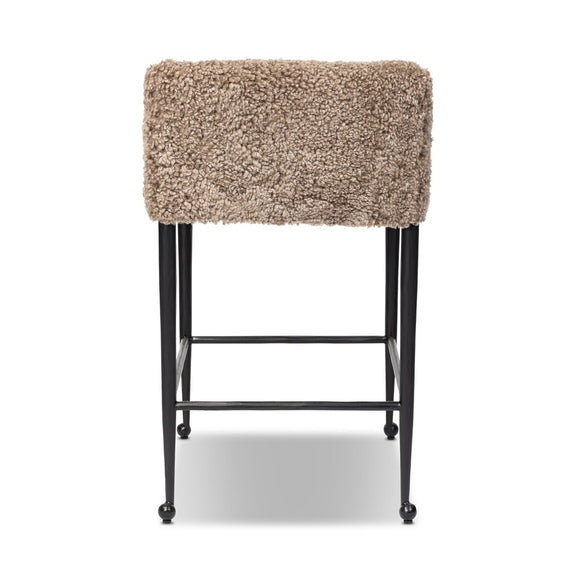 Corla Counter Stool - Taupe Shearling