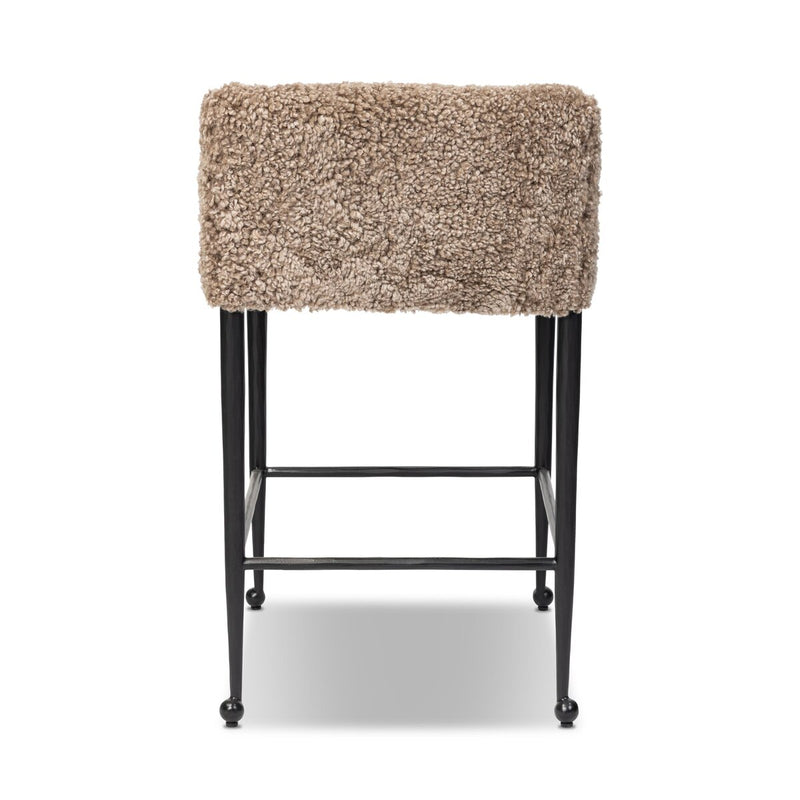 Corla Counter Stool - Taupe Shearling