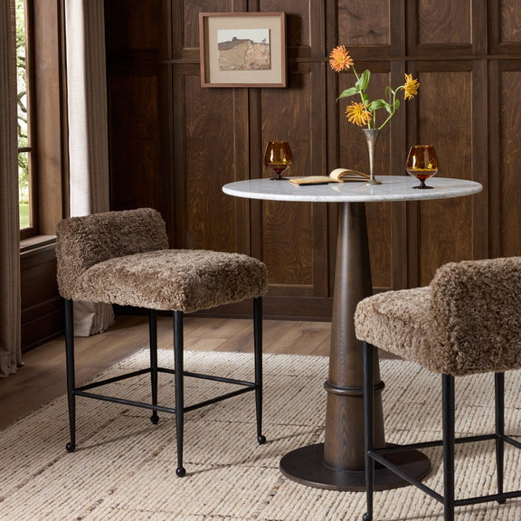 Corla Counter Stool - Taupe Shearling