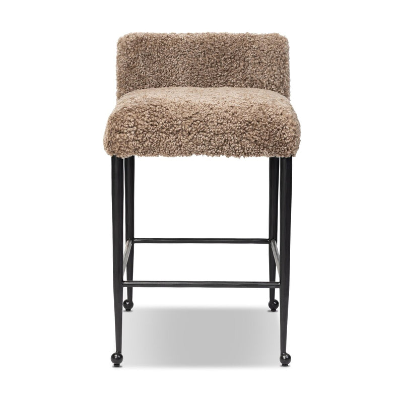 Corla Counter Stool - Taupe Shearling