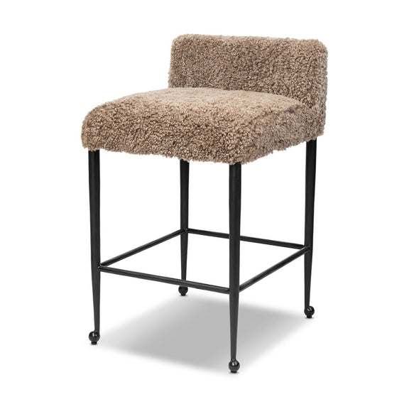 Corla Counter Stool - Taupe Shearling