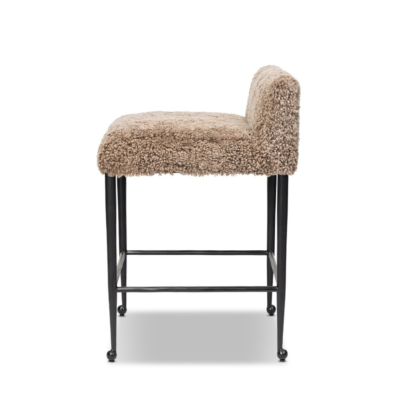Corla Counter Stool - Taupe Shearling