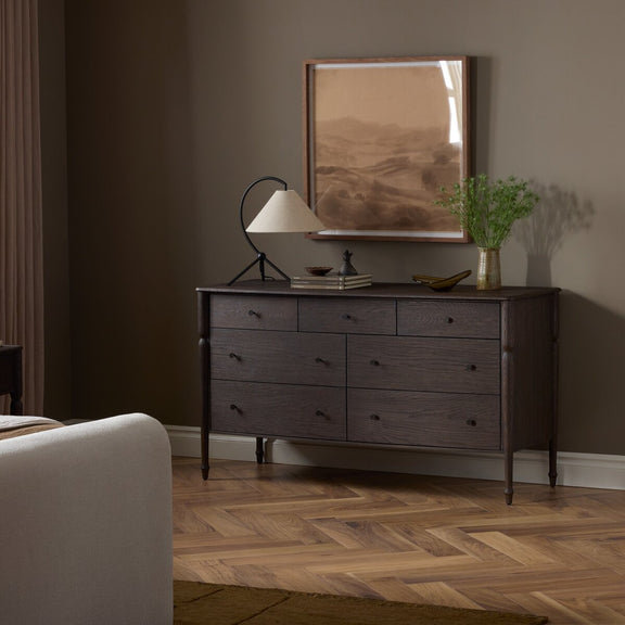 Florence 7 Drawer Dresser - Rubbed Black Oak Veneer