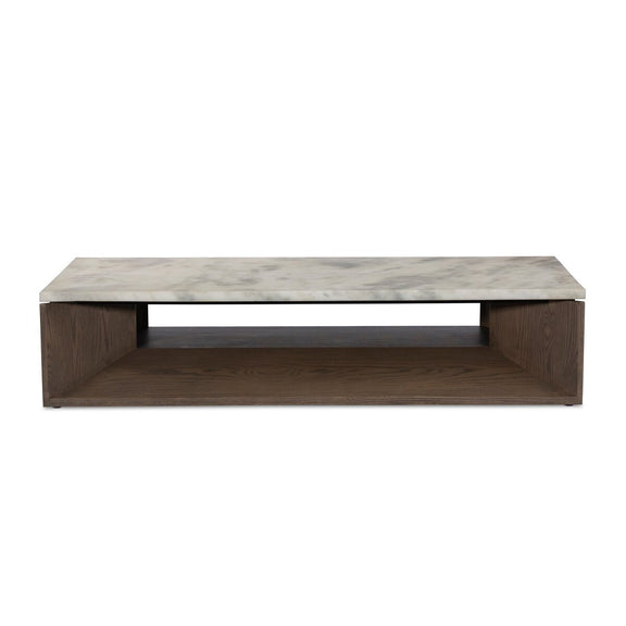 Bailor Coffee Table - Sandblasted White Marble