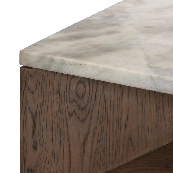 Bailor Coffee Table - Sandblasted White Marble