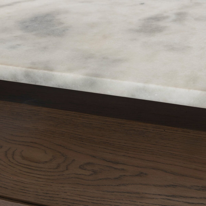 Bailor Coffee Table - Sandblasted White Marble