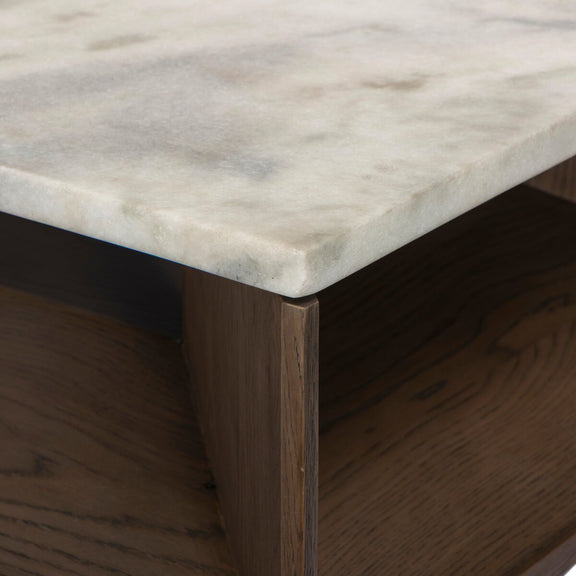 Bailor Coffee Table - Sandblasted White Marble