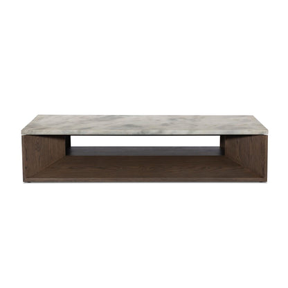 Bailor Coffee Table - Sandblasted White Marble