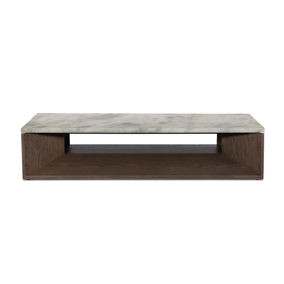 Bailor Coffee Table - Sandblasted White Marble