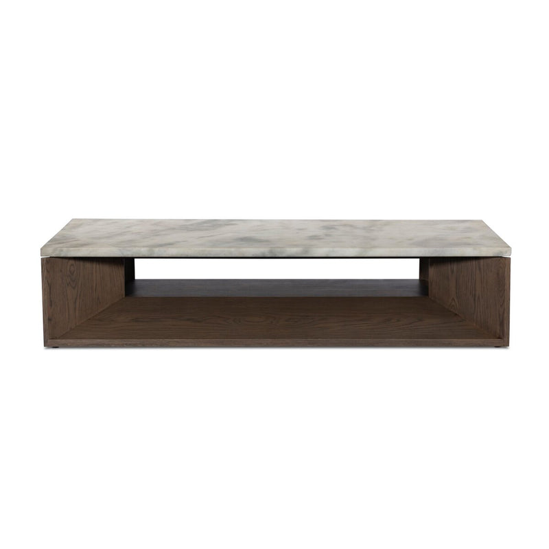 Bailor Coffee Table - Sandblasted White Marble