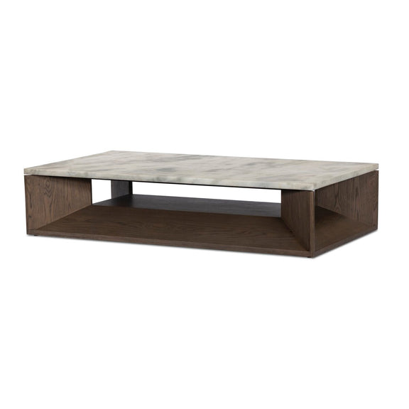 Bailor Coffee Table - Sandblasted White Marble