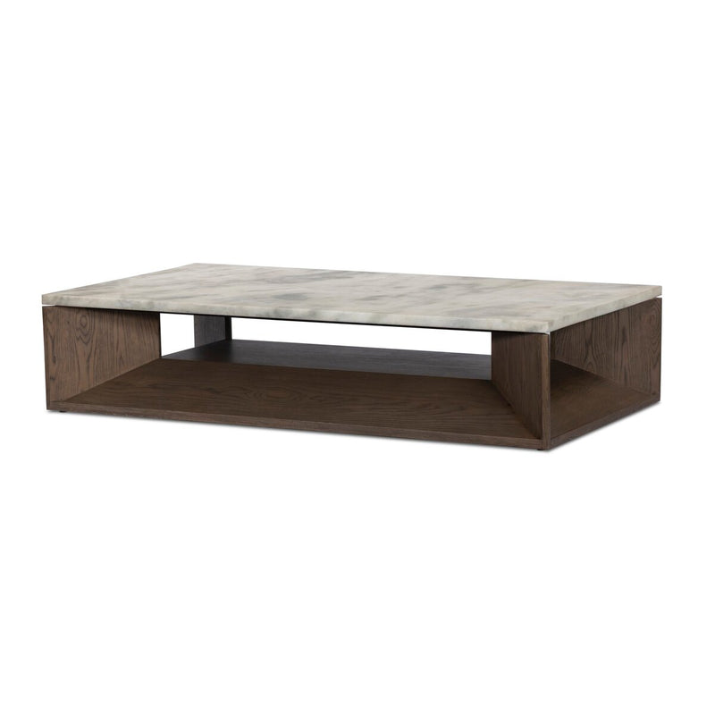 Bailor Coffee Table - Sandblasted White Marble