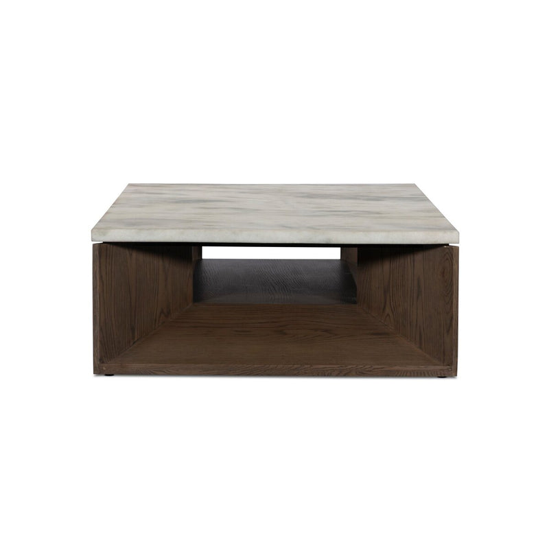 Bailor Coffee Table - Sandblasted White Marble