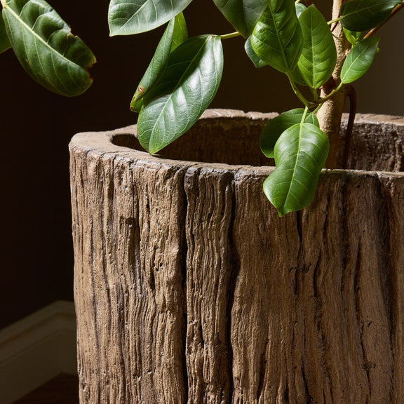 Tarrow Planter - Faux Brown Wood