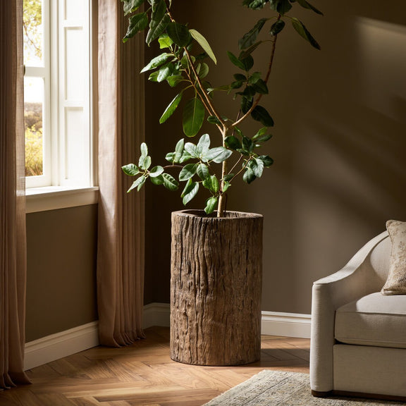 Tarrow Planter - Faux Brown Wood