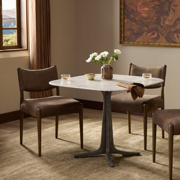 Wrenley Bistro Table - Antique White Marble